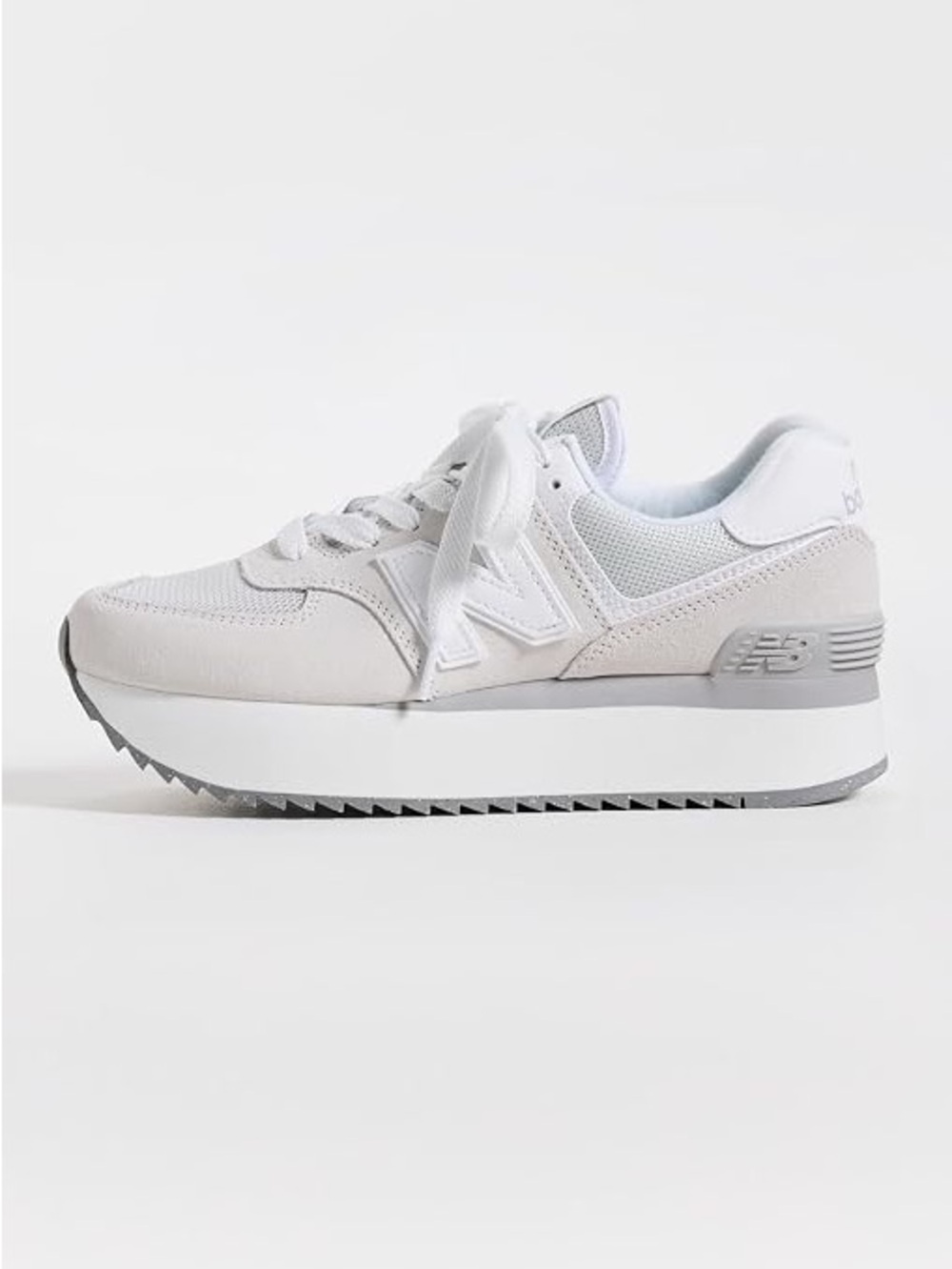 New Balance Women’s 574+ Platform Runner Sneaker in White and cream size 10 W